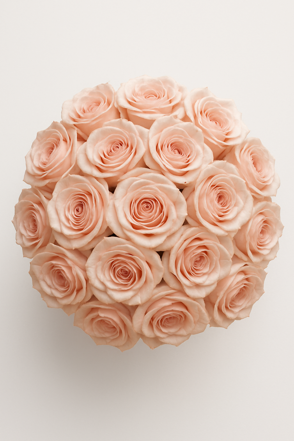 Product-only, top-down angle showing bloom fullness and layout (Bright/Flatlay Style)