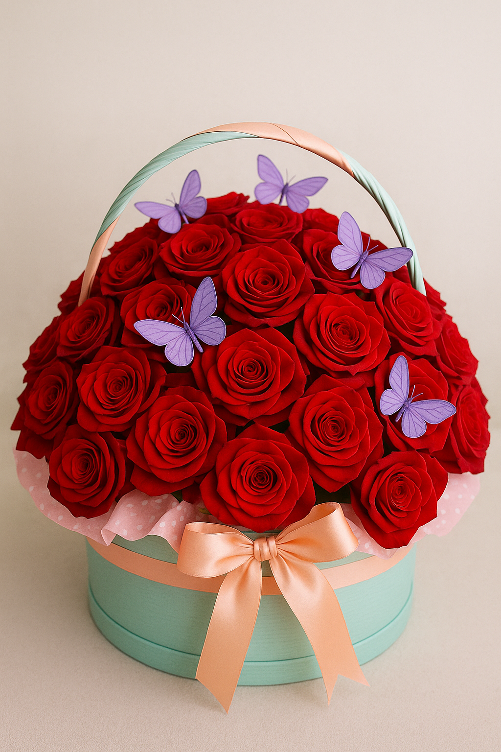 Vibrant Rose Dome with Butterflies